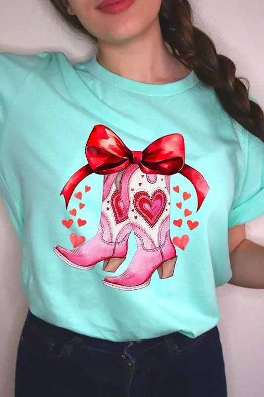 Valentine Cowgirl Boots Graphic Tee