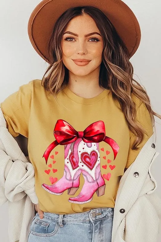 Valentine Cowgirl Boots Graphic Tee
