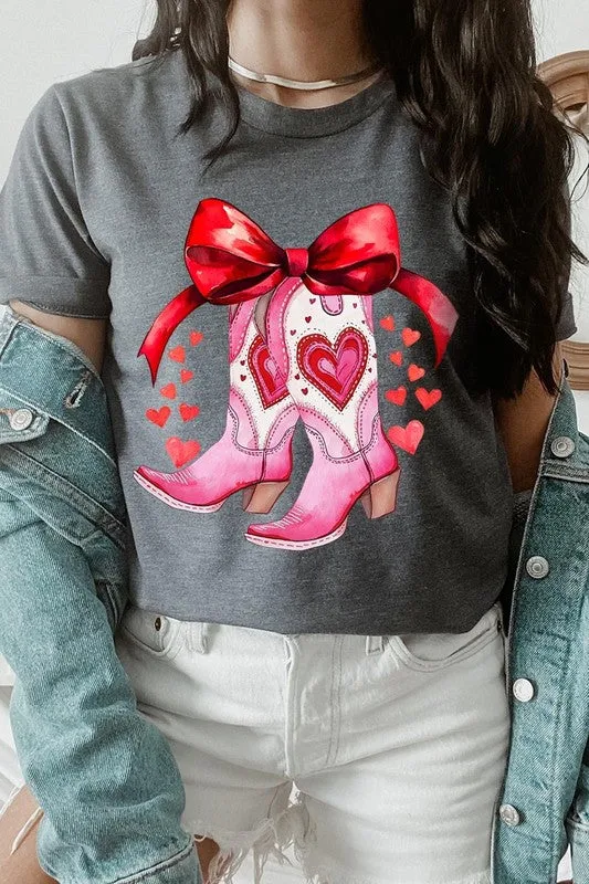 Valentine Cowgirl Boots Graphic Tee