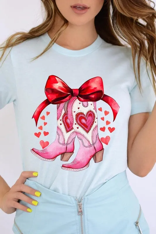 Valentine Cowgirl Boots Graphic Tee
