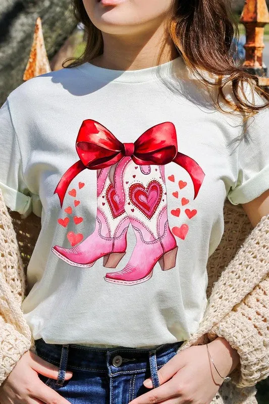 Valentine Cowgirl Boots Graphic Tee