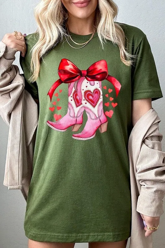 Valentine Cowgirl Boots Graphic Tee