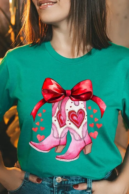 Valentine Cowgirl Boots Graphic Tee