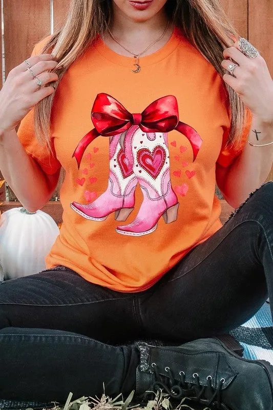 Valentine Cowgirl Boots Graphic Tee