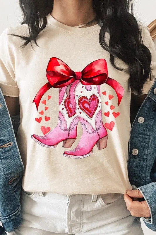 Valentine Cowgirl Boots Graphic Tee