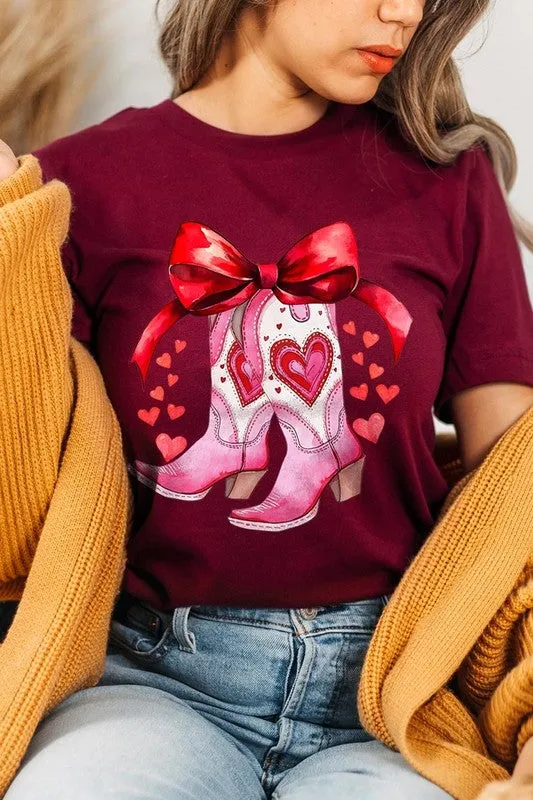 Valentine Cowgirl Boots Graphic Tee