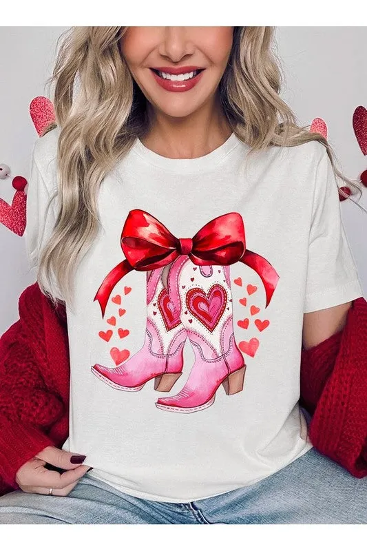 Valentine Cowgirl Boots Graphic Tee