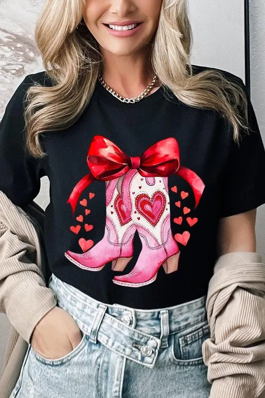 Valentine Cowgirl Boots Graphic Tee