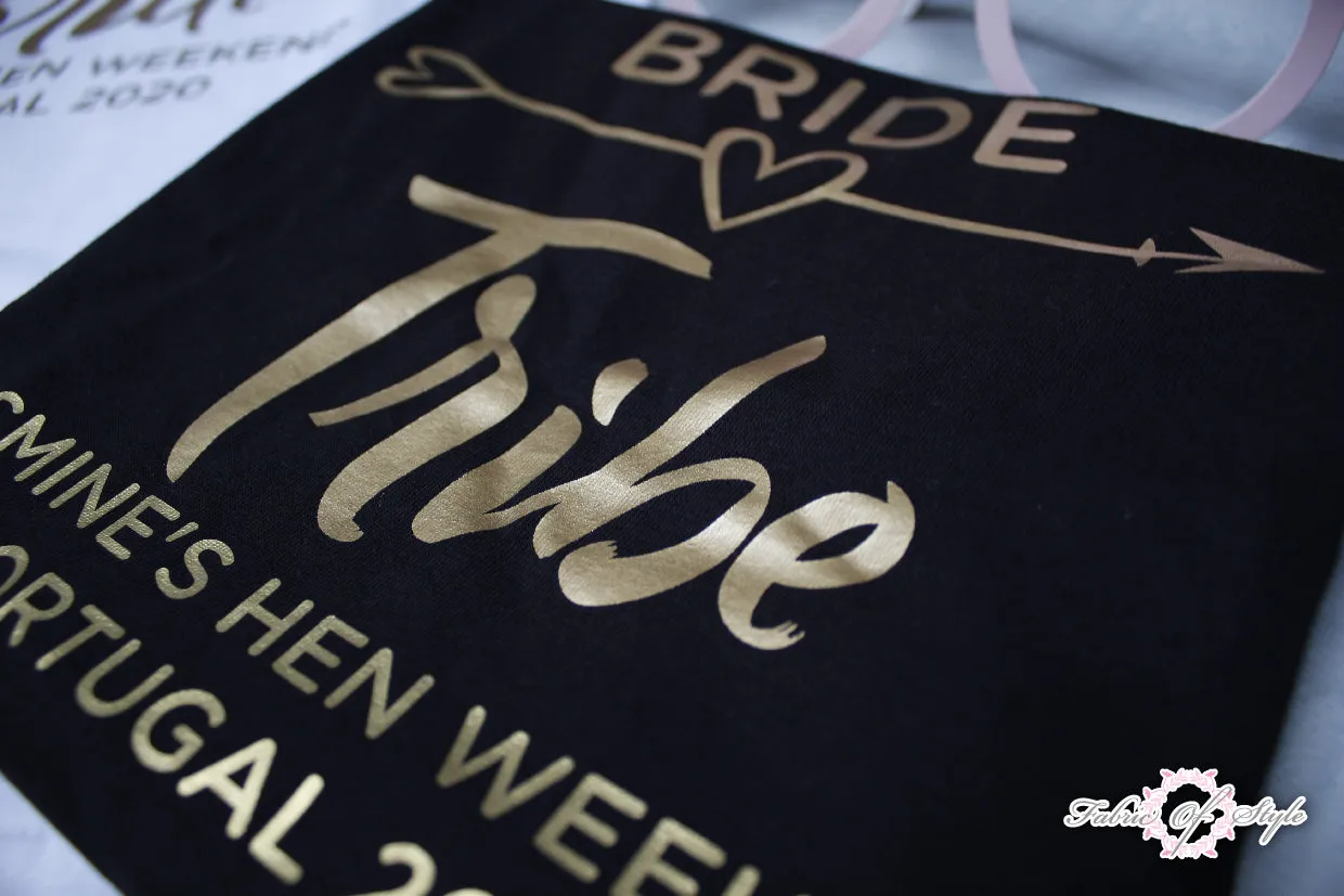 Vest Tank Top Hen Do Party Bride Tribe Wedding  Personalised T-shirt Ladies Female  Gold