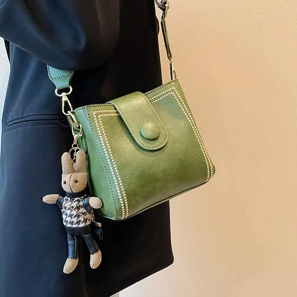 Vintage Retro Small Water Bucket Bag, Vintage Fashion Bag With Adjustable Wider Shoulder Strap