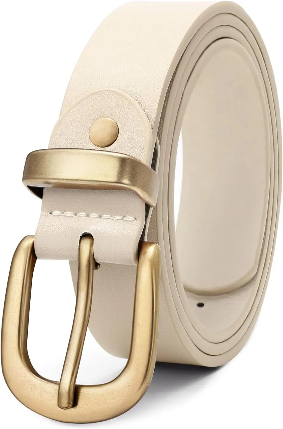 VONMELLI Women's Belt for Jean, Leather Belt for Women Dress Pant with Fashion Gold Buckle
