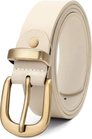 VONMELLI Women's Belt for Jean, Leather Belt for Women Dress Pant with Fashion Gold Buckle