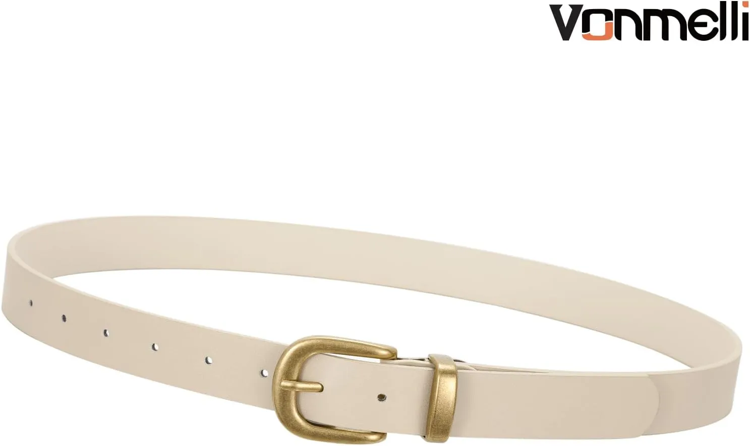 VONMELLI Women's Belt for Jean, Leather Belt for Women Dress Pant with Fashion Gold Buckle