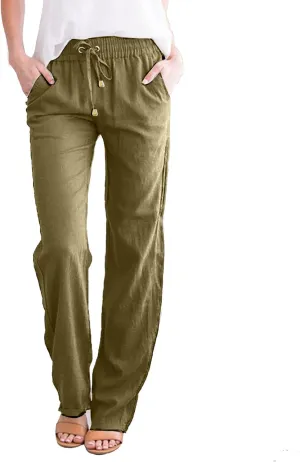 Wide Leg Pants for Women Winter Slim Business Palazzo with Pockets High Waisted Elastic Waist