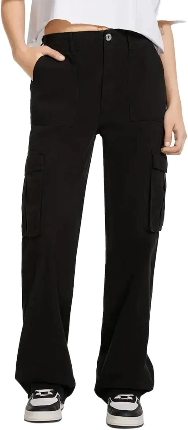 Wide Leg Sweatpants Winter Slack Work Capris with Pockets Straight Leg High Waisted