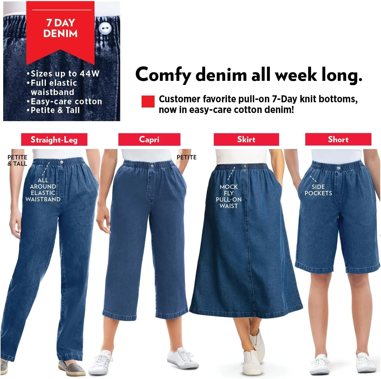 Woman Within Plus Size 7-Day Denim Capri