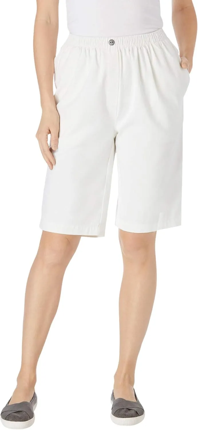 Woman Within Plus Size 7-Day Elastic-Waist Cotton Denim Short