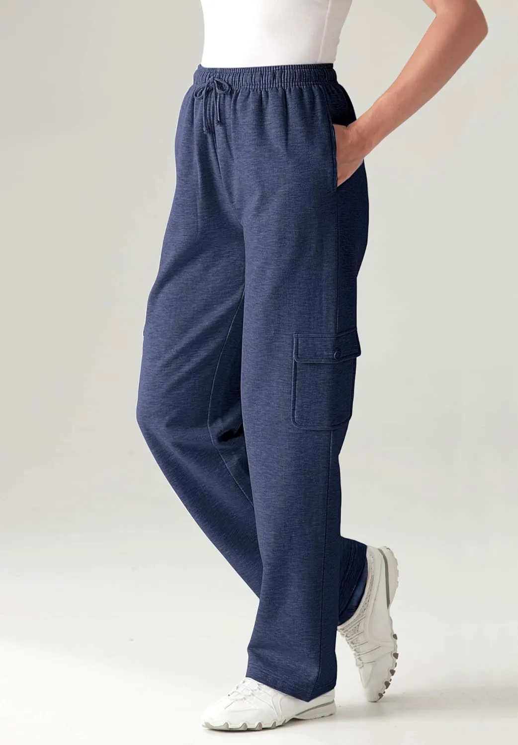 Woman Within Plus Size Better Fleece Cargo Sweatpant (Petite & Tall Available)