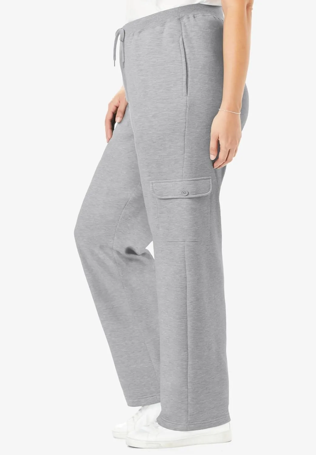 Woman Within Plus Size Better Fleece Cargo Sweatpant (Petite & Tall Available)