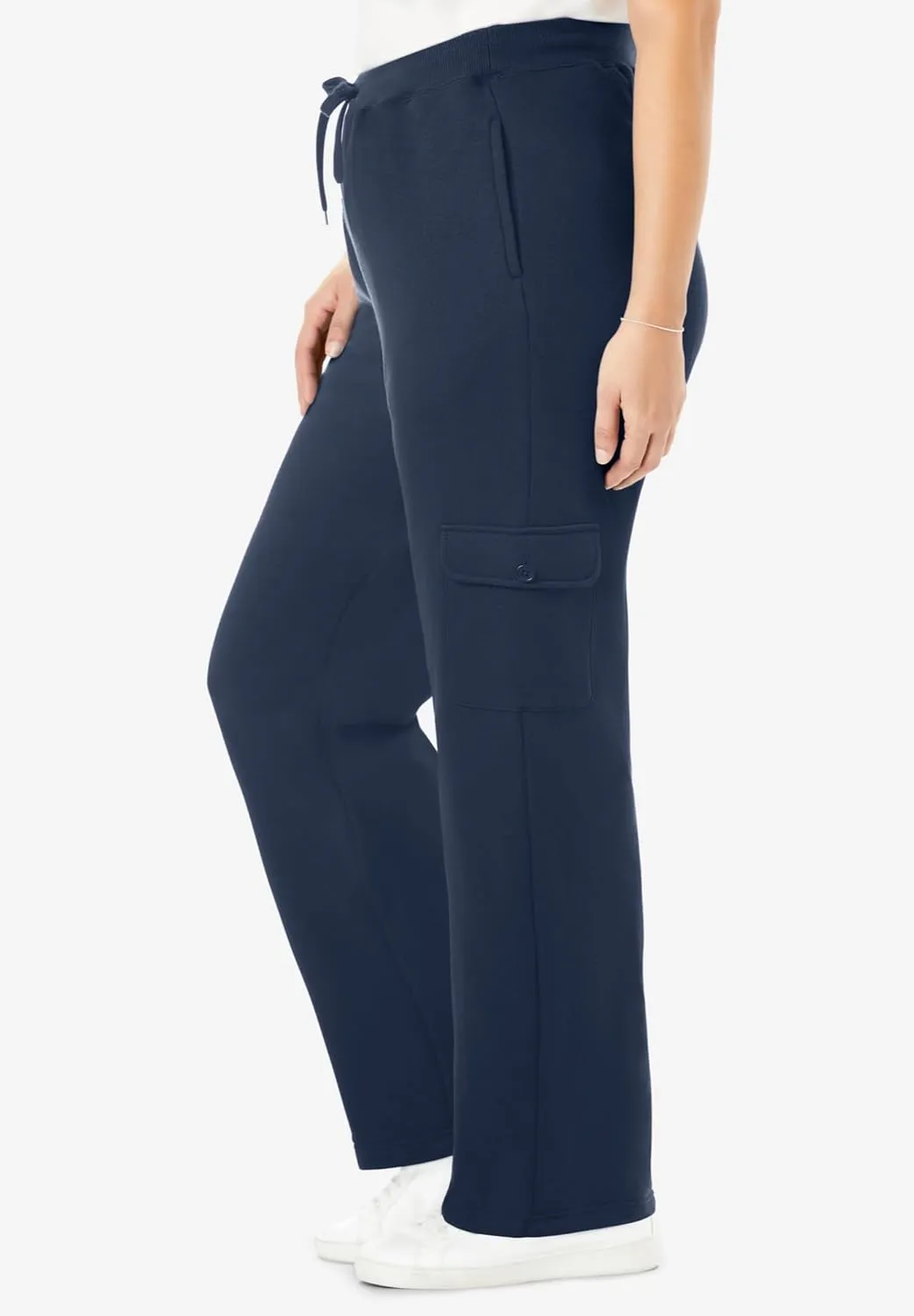 Woman Within Plus Size Better Fleece Cargo Sweatpant (Petite & Tall Available)