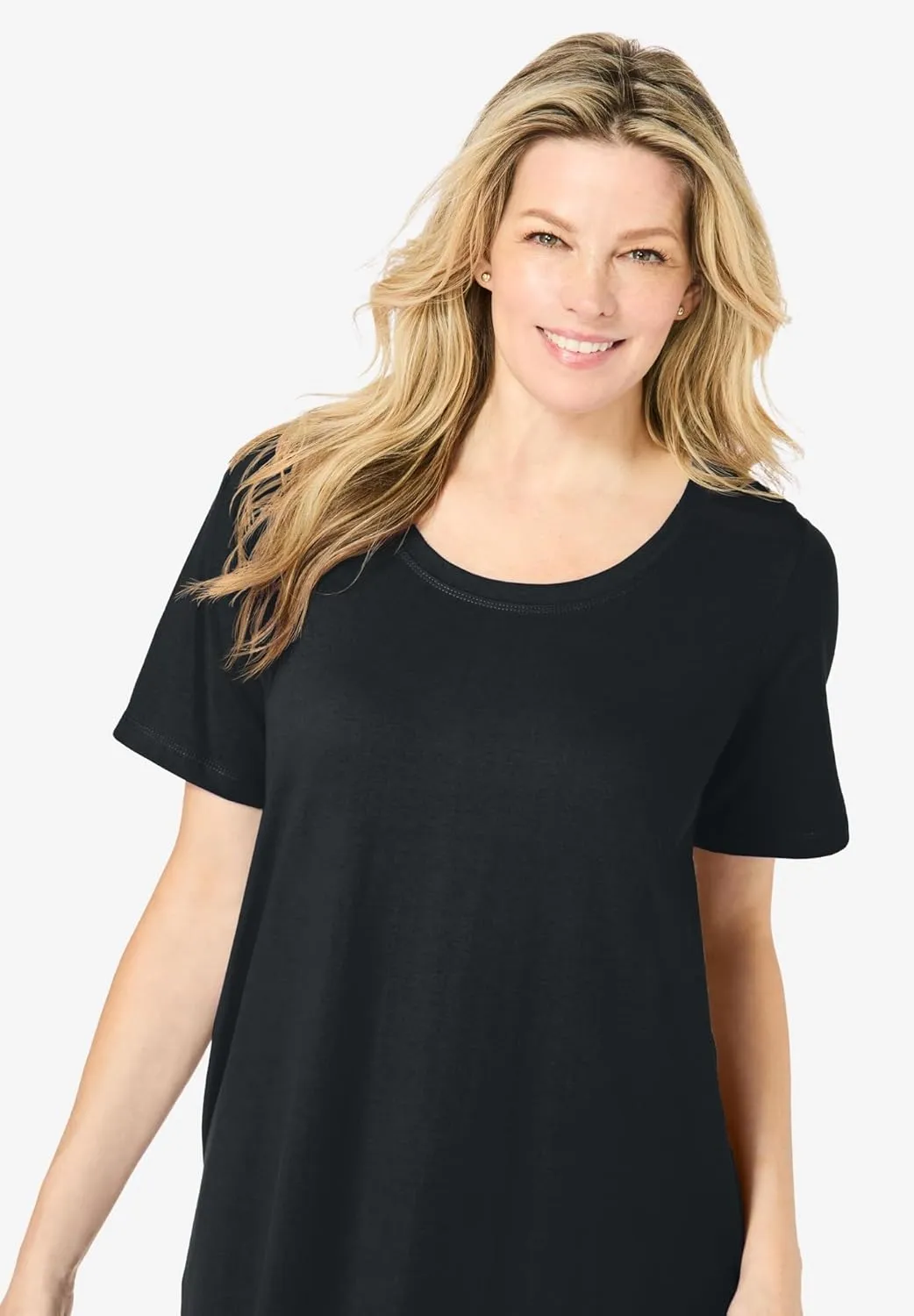 Woman Within Plus Size Perfect Short-Sleeve Scoopneck Maxi Tee Dress
