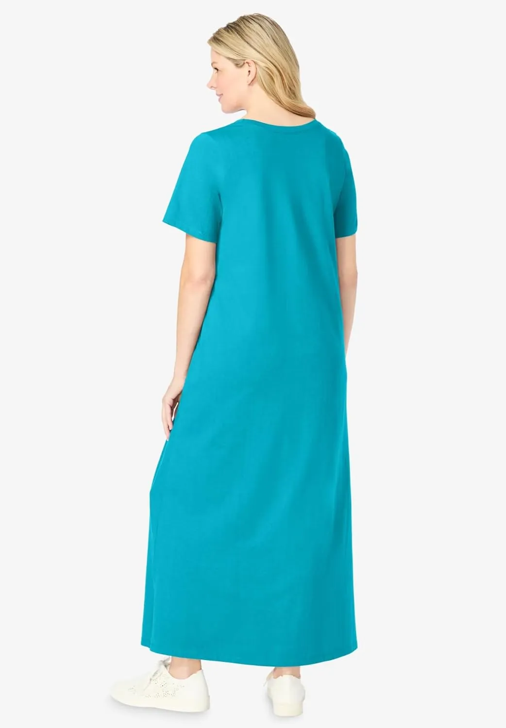 Woman Within Plus Size Perfect Short-Sleeve Scoopneck Maxi Tee Dress
