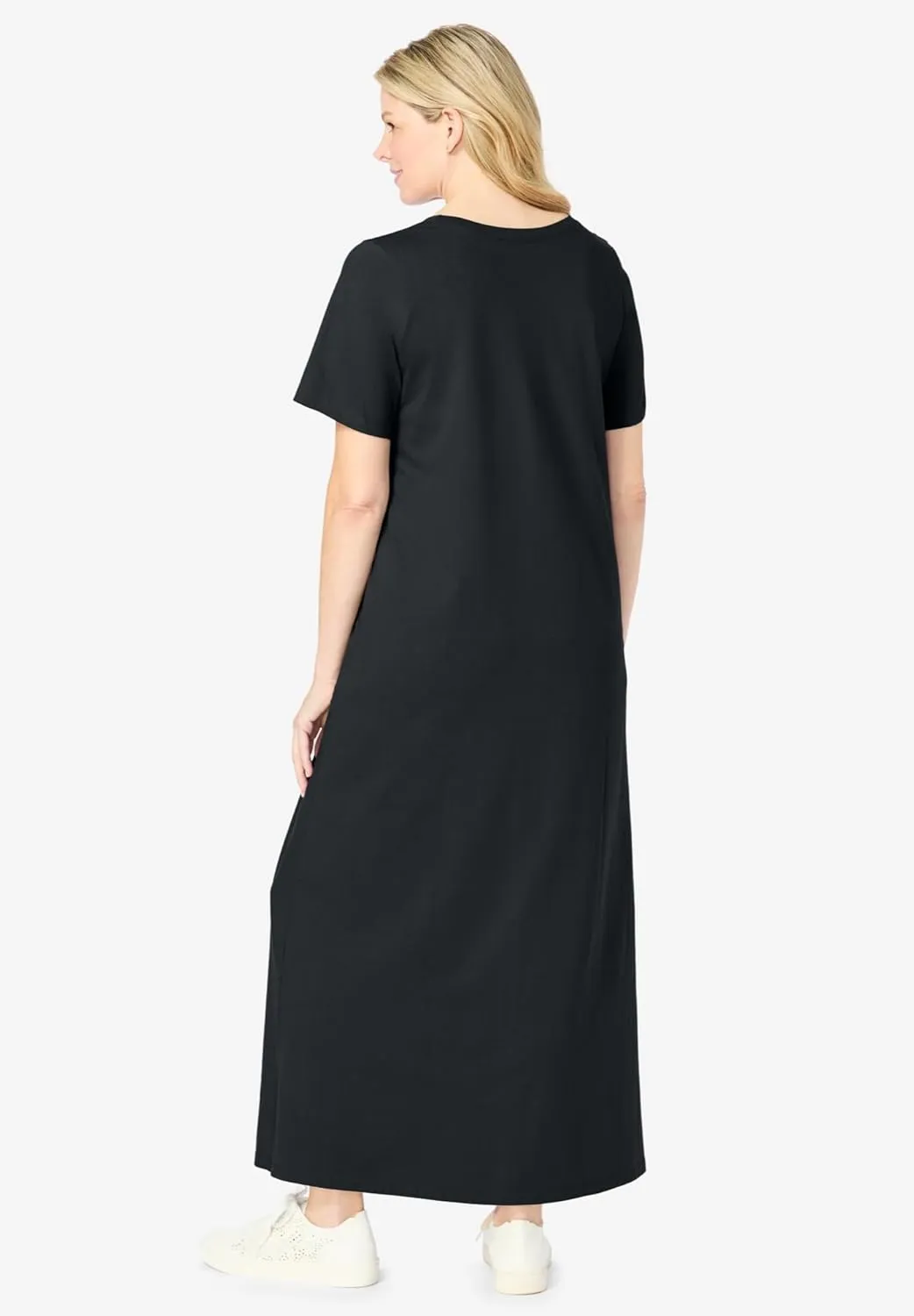 Woman Within Plus Size Perfect Short-Sleeve Scoopneck Maxi Tee Dress