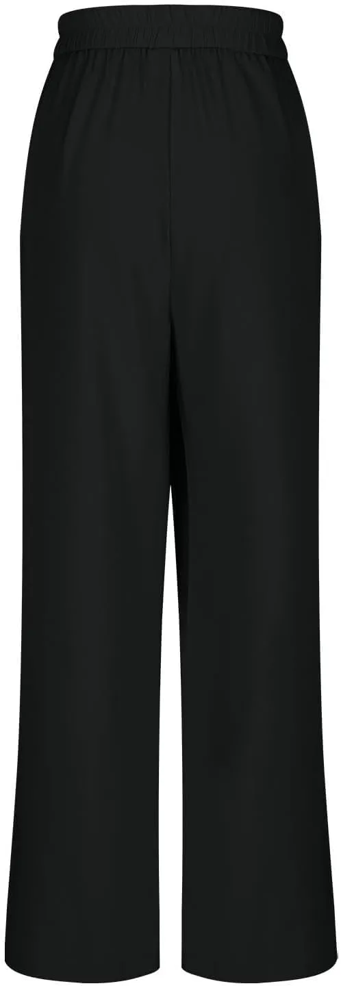 Women High Waist Casual Wide Leg Long Palazzo Pants Trousers Plus Size Irregular Belt Button Work Dress Pants