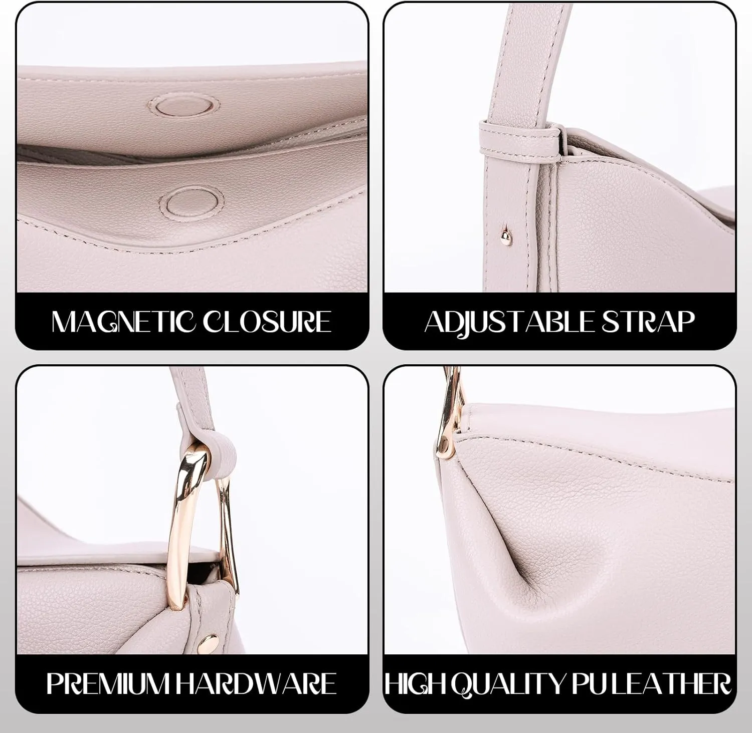 Women Leather Dumpling Bag PU Leather Shoulder Saddle Bag Solid Color Female Daily Commute Bag Adjustable Strap