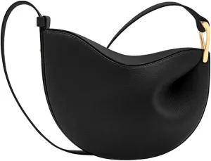 Women Leather Dumpling Bag PU Leather Shoulder Saddle Bag Solid Color Female Daily Commute Bag Adjustable Strap