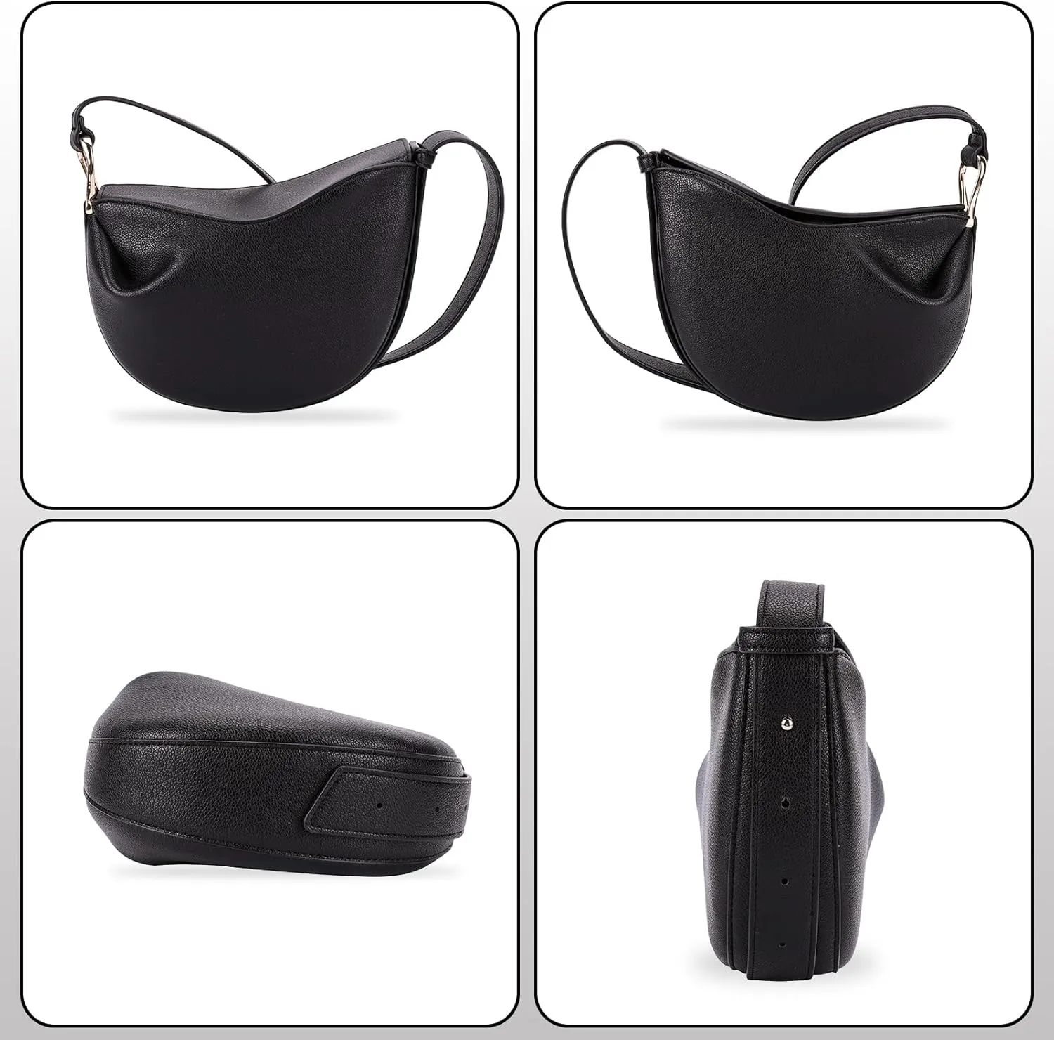 Women Leather Dumpling Bag PU Leather Shoulder Saddle Bag Solid Color Female Daily Commute Bag Adjustable Strap