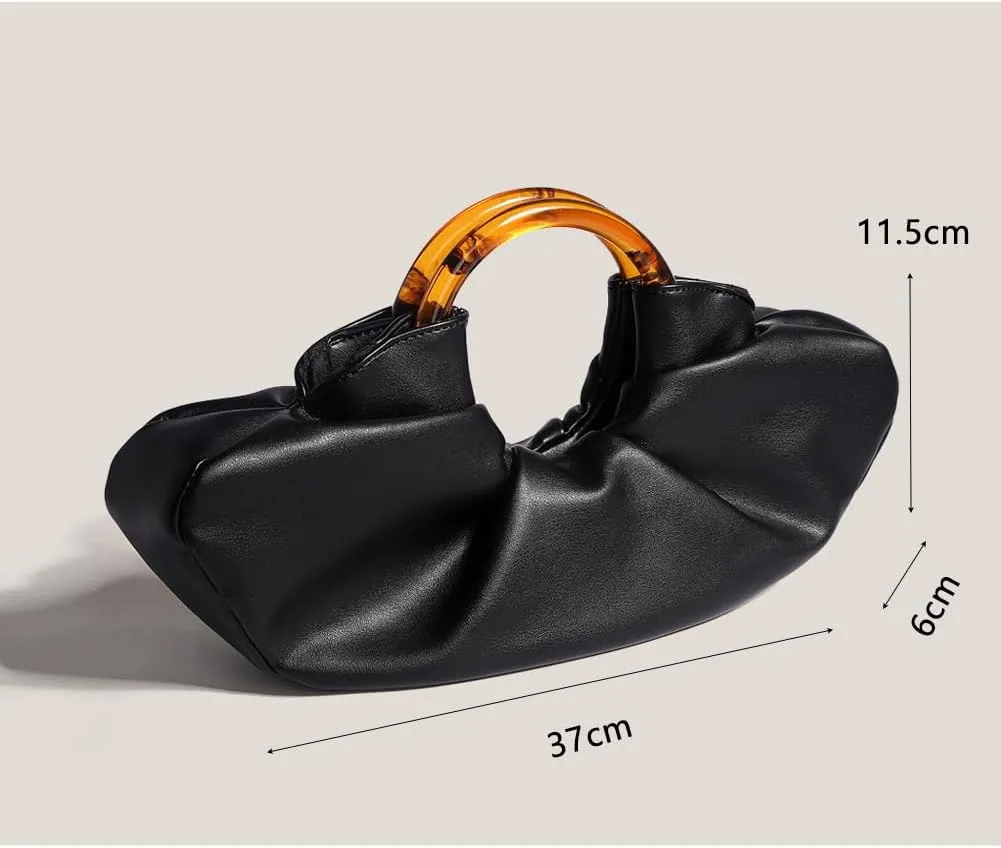 Women Satin Evening Handbag Pleated Satin Clutch Formal Dressy Purses Ruched Hobo Bag for Wedding Prom Cocktail Party