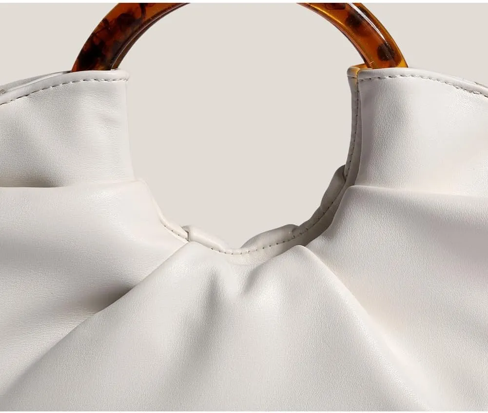 Women Satin Evening Handbag Pleated Satin Clutch Formal Dressy Purses Ruched Hobo Bag for Wedding Prom Cocktail Party