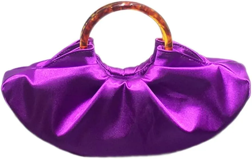 Women Satin Evening Handbag Pleated Satin Clutch Formal Dressy Purses Ruched Hobo Bag for Wedding Prom Cocktail Party