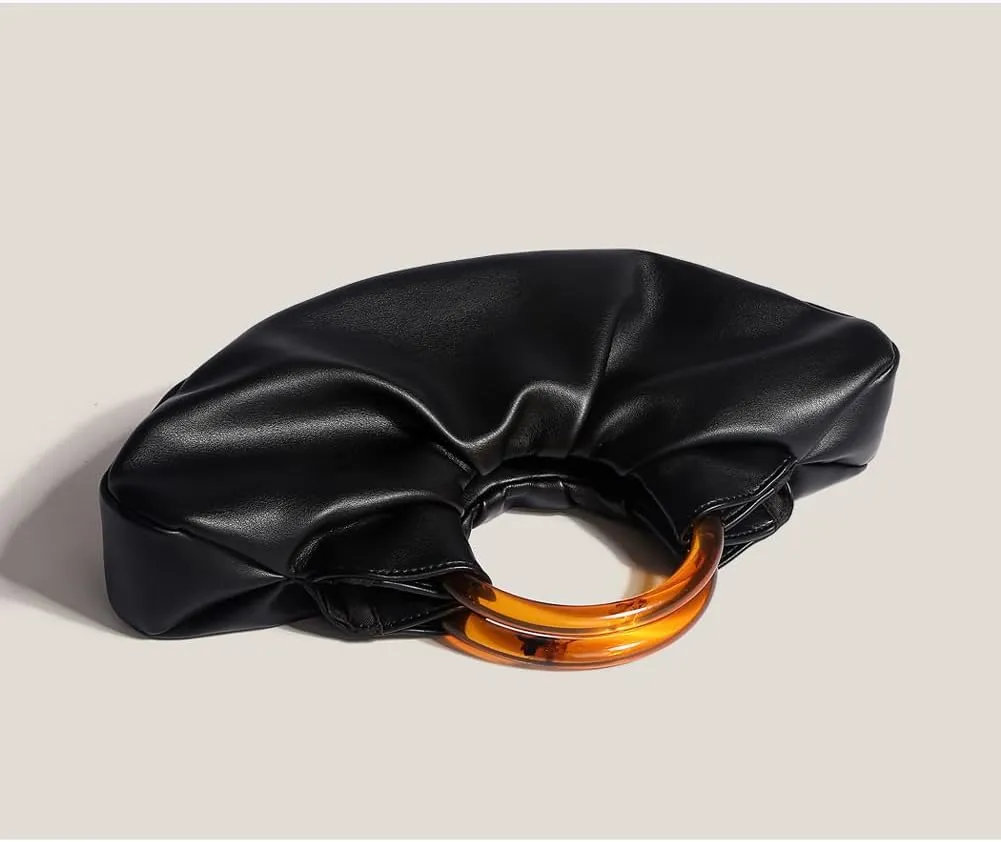 Women Satin Evening Handbag Pleated Satin Clutch Formal Dressy Purses Ruched Hobo Bag for Wedding Prom Cocktail Party