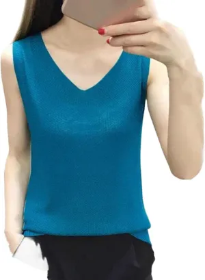 Women Tank Tops Sleeveless Knitted Loose Singlets Camisole Loose T Shirt