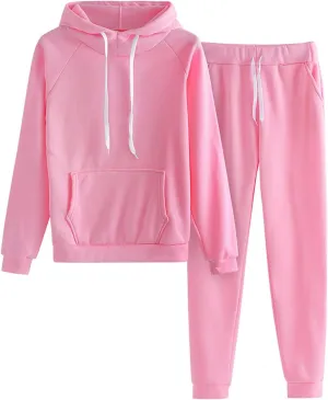 Womens 2 Piece Tracksuits Oversized Pullover Long Sleeve Hoodie Lounge Joggers Fashion Winter Sweatsuit Outfits Pocket