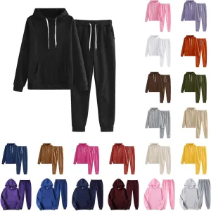 Womens 2 Piece Tracksuits Oversized Pullover Long Sleeve Hoodie Lounge Joggers Fashion Winter Sweatsuit Outfits Pocket