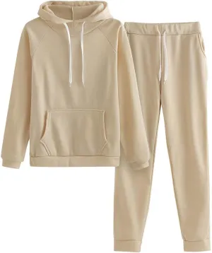 Womens 2 Piece Tracksuits Oversized Pullover Long Sleeve Hoodie Lounge Joggers Fashion Winter Sweatsuit Outfits Pocket
