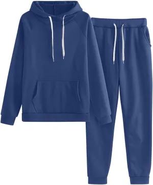 Womens 2 Piece Tracksuits Oversized Pullover Long Sleeve Hoodie Lounge Joggers Fashion Winter Sweatsuit Outfits Pocket