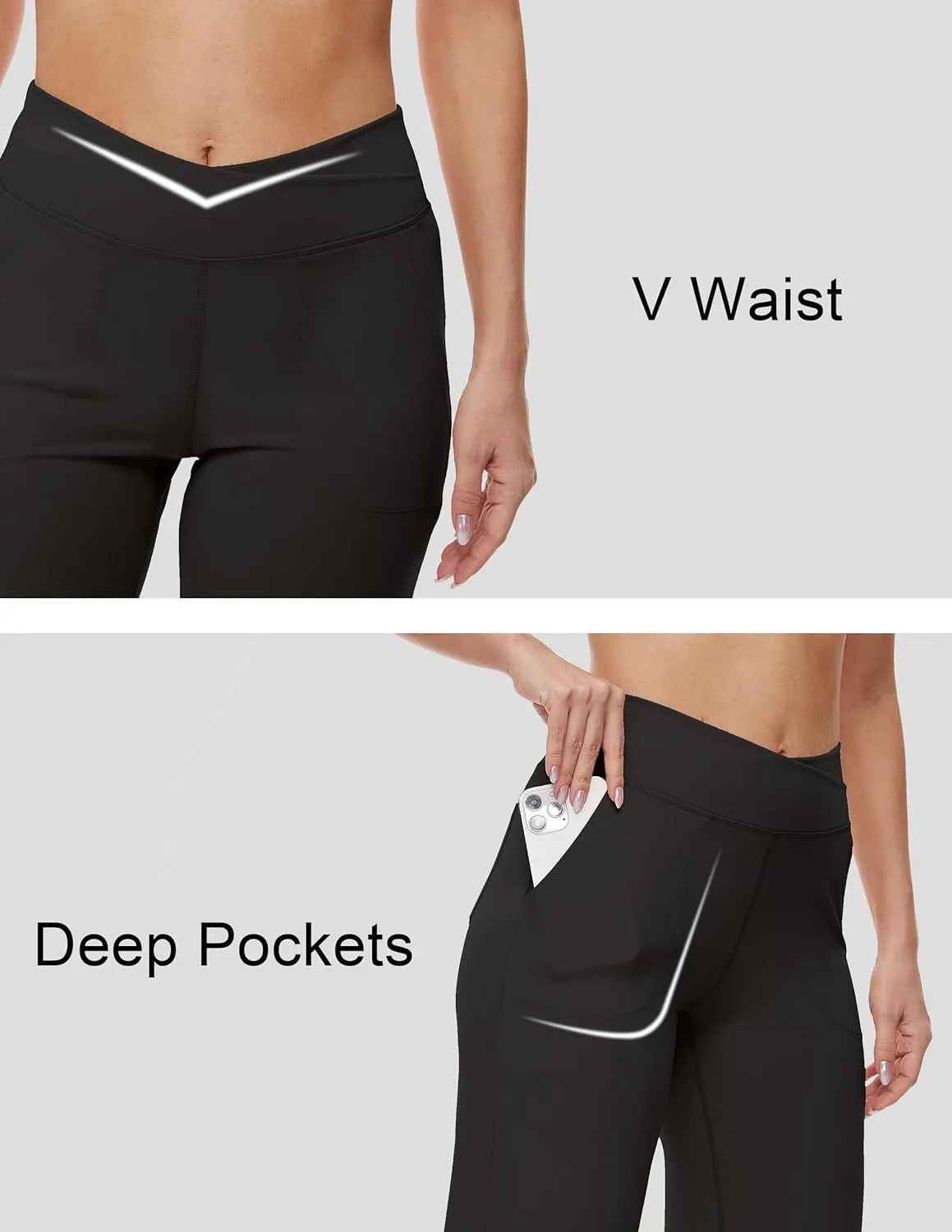 Womens 27"/29"/31" Wide Leg Yoga Gym Athletic Loose Pants V Waist High Waist Tall, Petite, Regular for Lounge Slacks