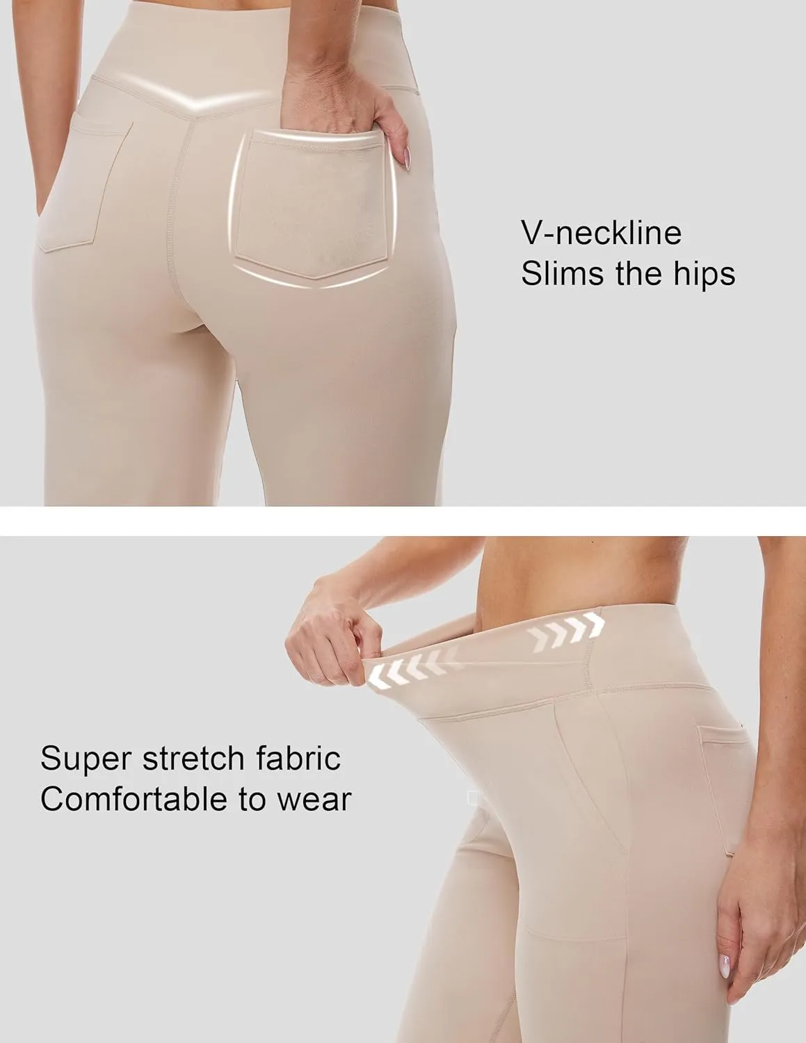 Womens 27"/29"/31" Wide Leg Yoga Gym Athletic Loose Pants V Waist High Waist Tall, Petite, Regular for Lounge Slacks