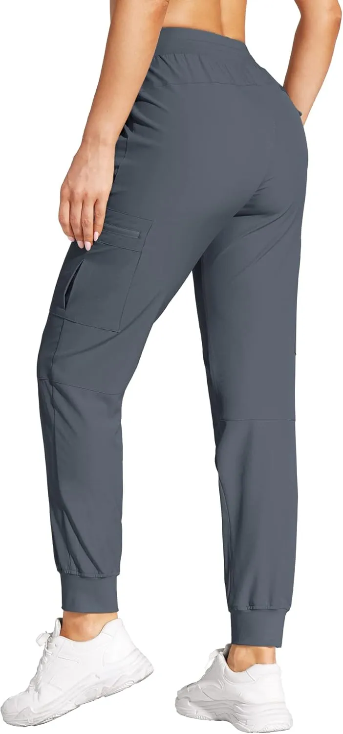 Womens Cargo Joggers Hiking Pants Lightweight Quick Dry Water Resistant Travel Casual Womens Pants with Zipper Pockets
