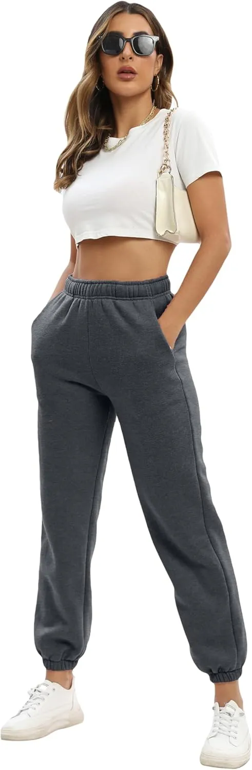 Women's Casual Fleece Sweatpants High Waisted Cinch Bottom Lounge Baggy Joggers Pants