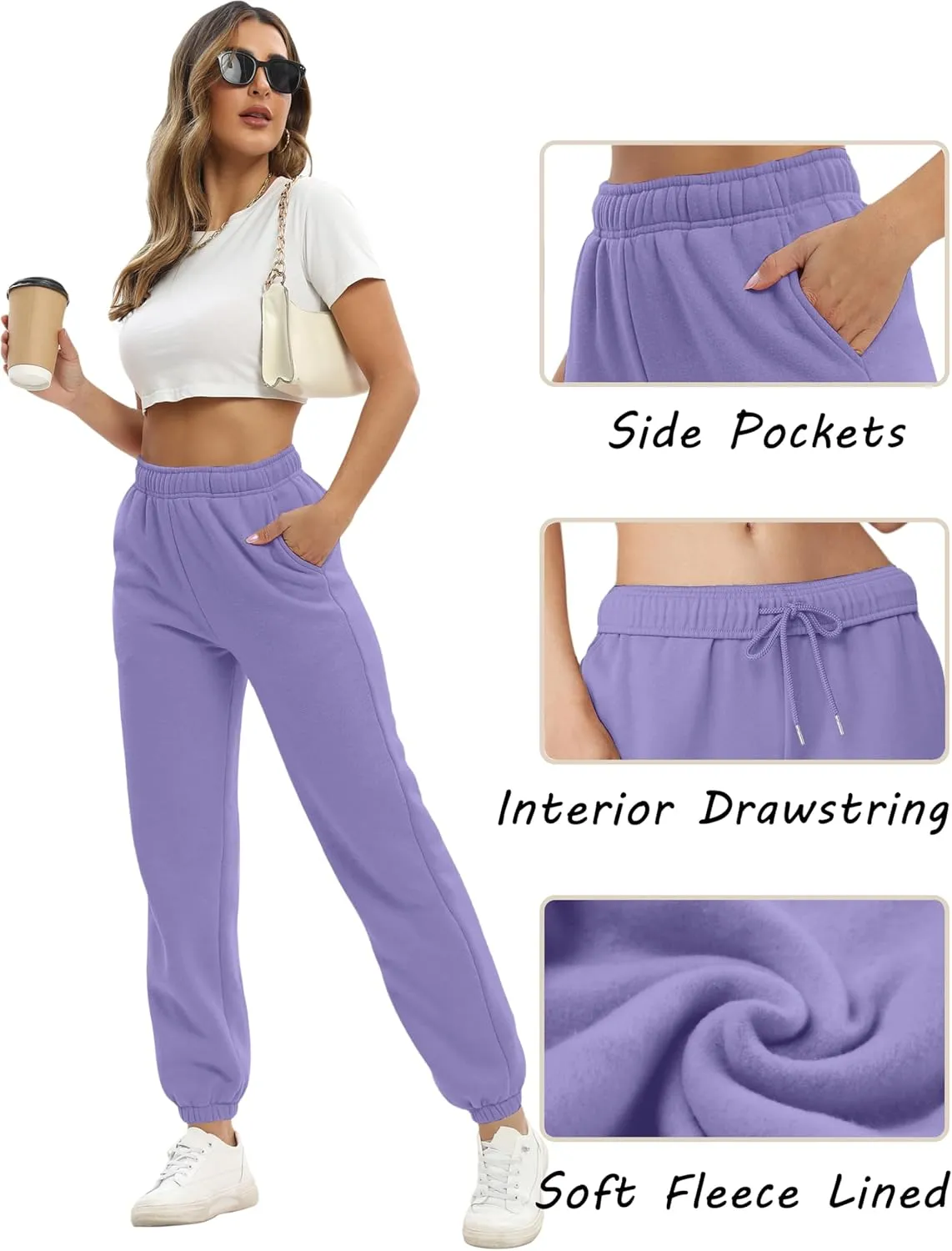 Women's Casual Fleece Sweatpants High Waisted Cinch Bottom Lounge Baggy Joggers Pants