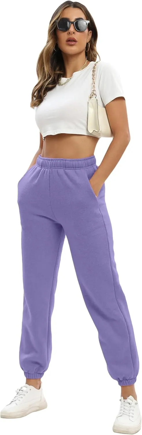 Women's Casual Fleece Sweatpants High Waisted Cinch Bottom Lounge Baggy Joggers Pants