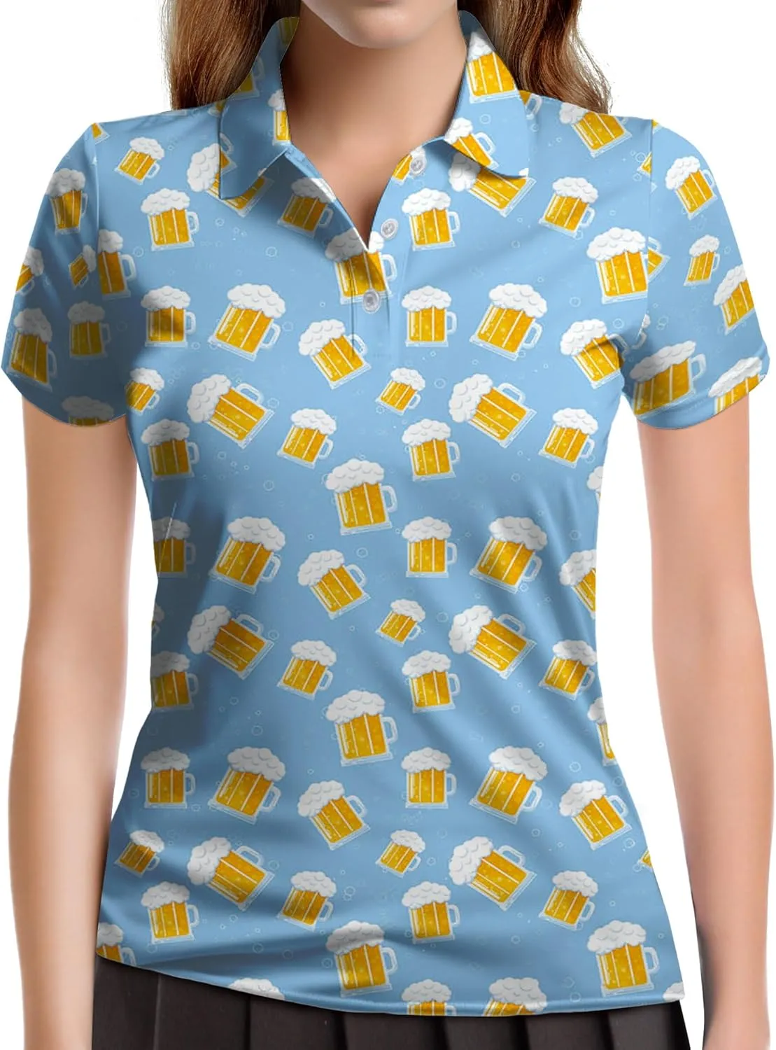 Womens Golf Shirts Hawaiian Funny Print Polo Shirt for Women Golf Shirt Athletic Polos