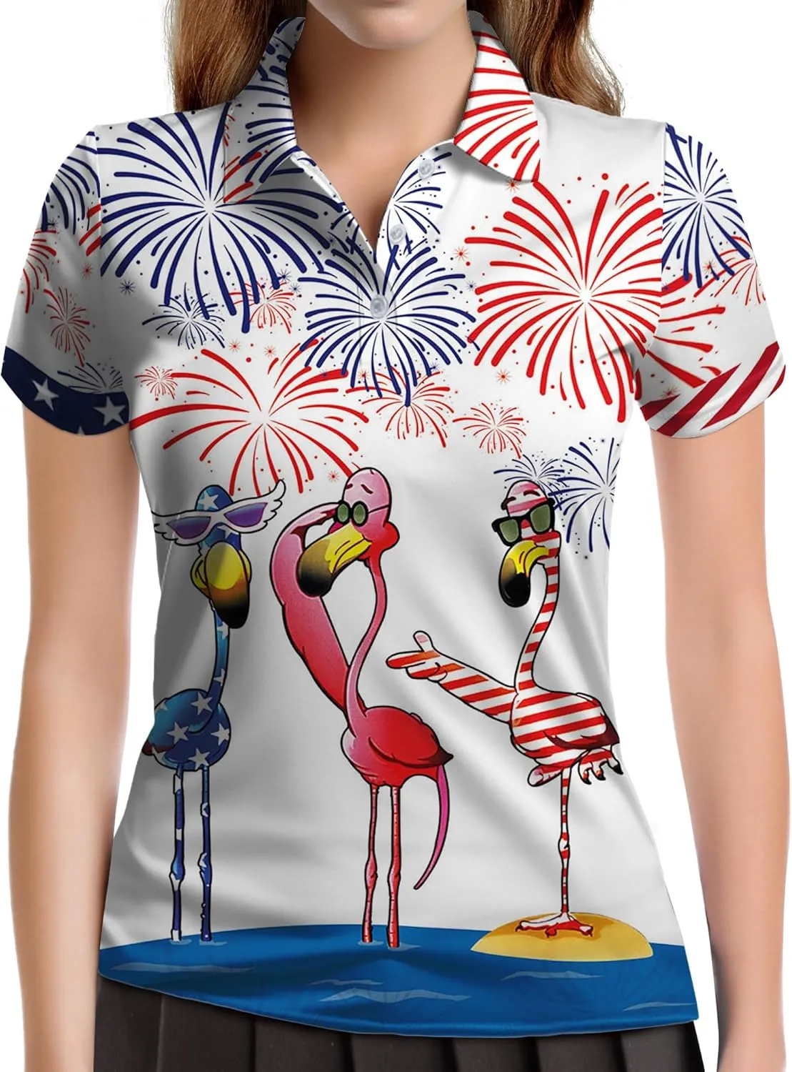 Womens Golf Shirts Hawaiian Funny Print Polo Shirt for Women Golf Shirt Athletic Polos