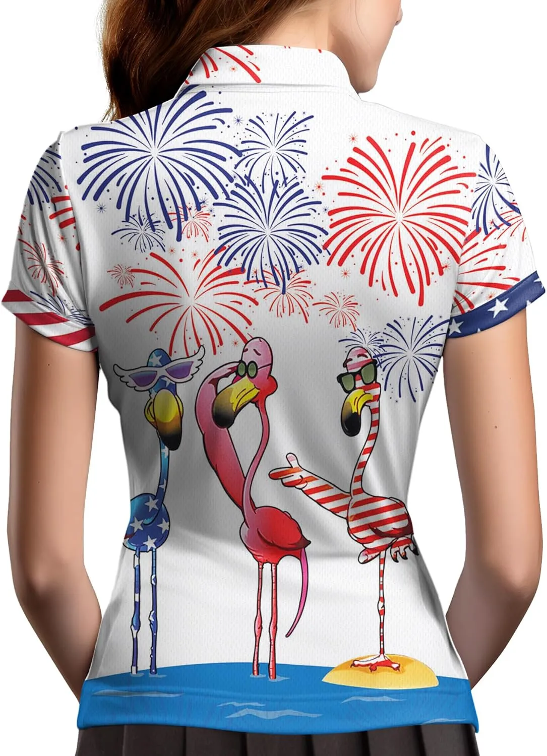 Womens Golf Shirts Hawaiian Funny Print Polo Shirt for Women Golf Shirt Athletic Polos