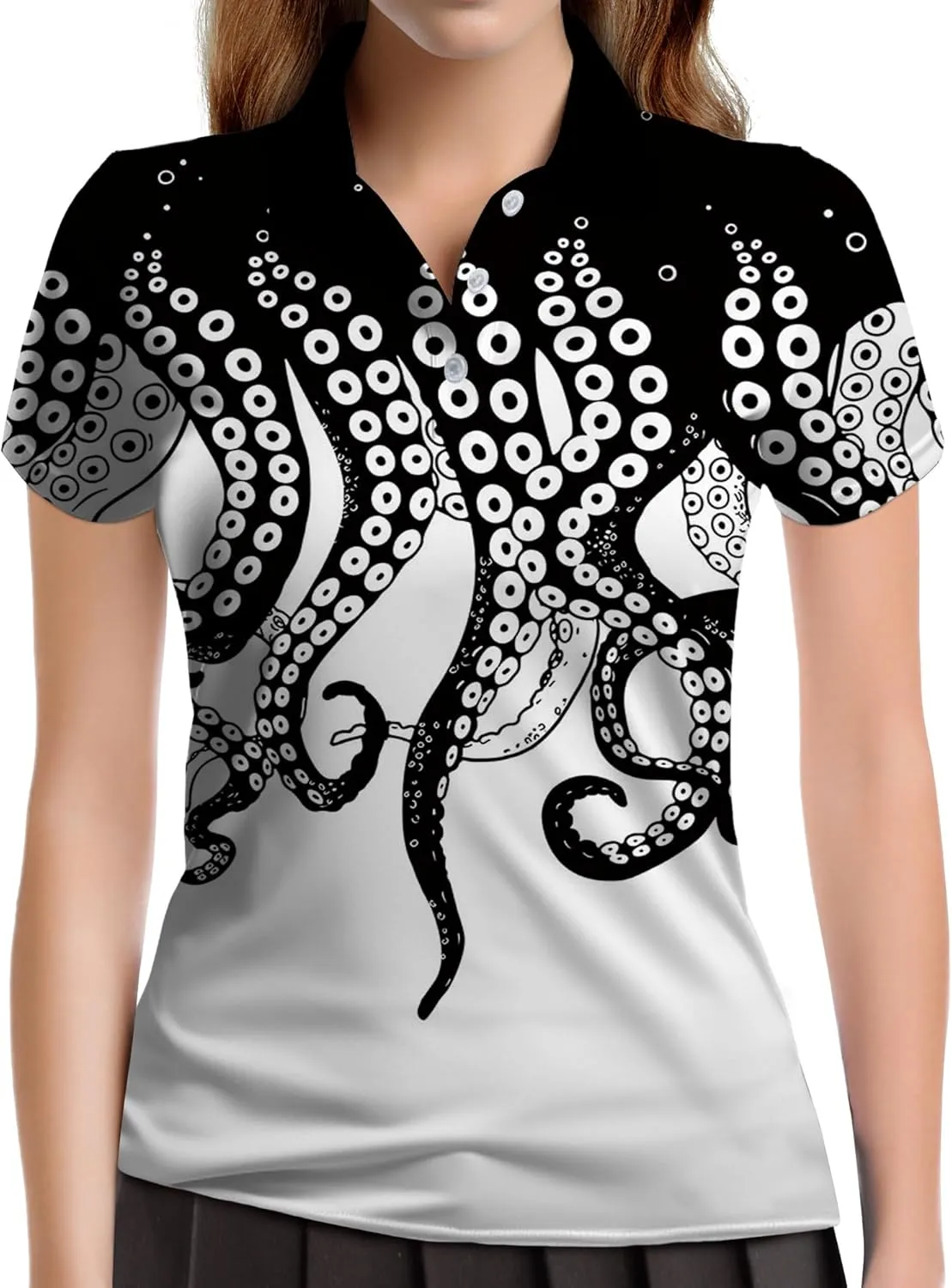 Womens Golf Shirts Hawaiian Funny Print Polo Shirt for Women Golf Shirt Athletic Polos